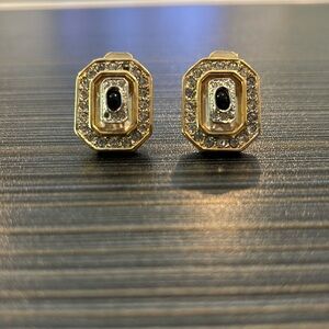 Vintage gold and rhinestone clip on earrings. Very chic